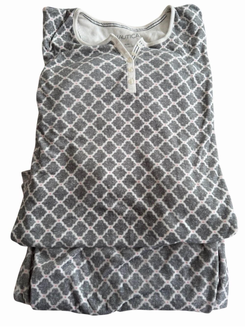 Nautica Gray Pattern Pajama Set Women’s Cozy Sleepwear Set XL